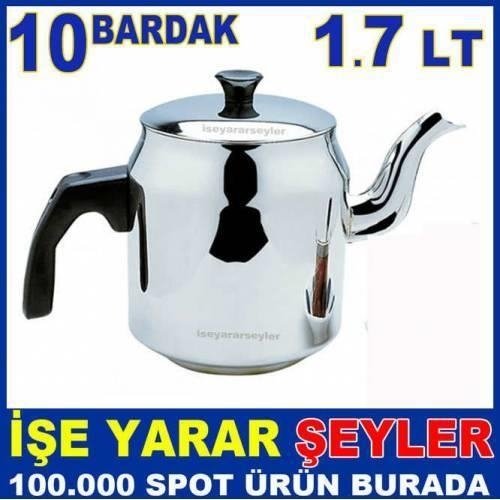 Orta boy çay ocağı demliği paslanmaz çelik kahveci demliği 1.7 li