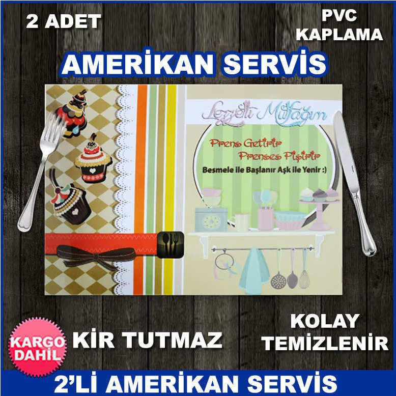 2 Adet PVC Kaplama Kir Tutmaz Kolay Temizlenir Amerikan Servisi - Lezzetli Mutfağım
