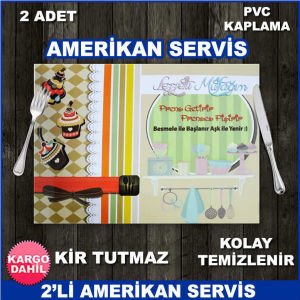 2 Adet PVC Kaplama Kir Tutmaz Kolay Temizlenir Amerikan Servisi - Lezzetli Mutfağım