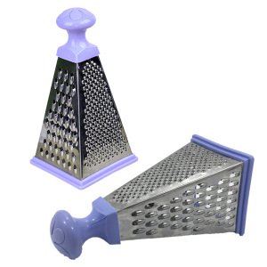 Paslanmaz Çelik Piramit Rende 4 Farklı Şekilli Köşeli Dörtgen Rende Plastik Kulplu