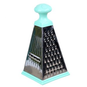 Paslanmaz Çelik Piramit Rende 4 Farklı Şekilli Köşeli Dörtgen Rende Plastik Kulplu