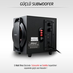 Multimedia Speaker Hoparlör 2+1 Usb+Fm Destekli Mikado MD-107U