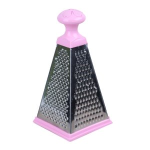 Paslanmaz Çelik Piramit Rende 4 Farklı Şekilli Köşeli Dörtgen Rende Plastik Kulplu