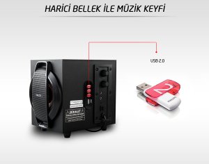 Multimedia Speaker Hoparlör 2+1 Usb+Fm Destekli Mikado MD-107U