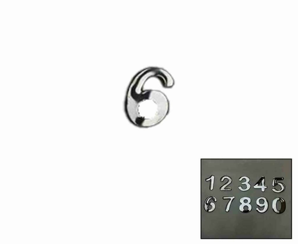 NO-6 Yapışkanlı Kapı Numarası Krom