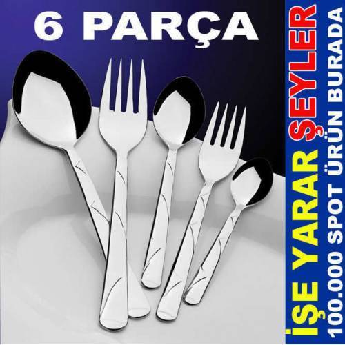 6 Adet New Trend Yemek Çatalı Seti Çelik 2mm