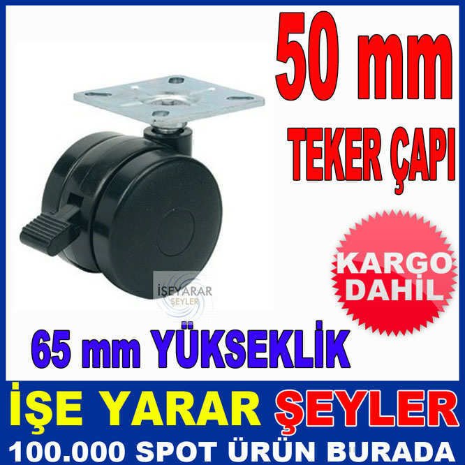 50mm sağlam balata sistem frenli döner tabla düz çelik platformlu çok amaçlı sehpa mobilya tekerleği