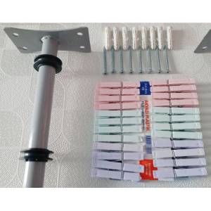 Duvara Monte Balkon ve Pencere tipi Gezer Makaralı Kurutma Askısı,24 Mandal+20 Metre İp+Vida Dahil