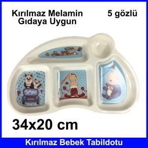 Erkek 5 Gözlü Kırılmaz Melamin Gıdaya Uygun Tabldot Tabağı