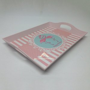 Desenli Dikdörtgen Servis Tepsisi 38x28cm Ebatında Tepsi Şık Tasarım Plastik Sunum Tepsisi