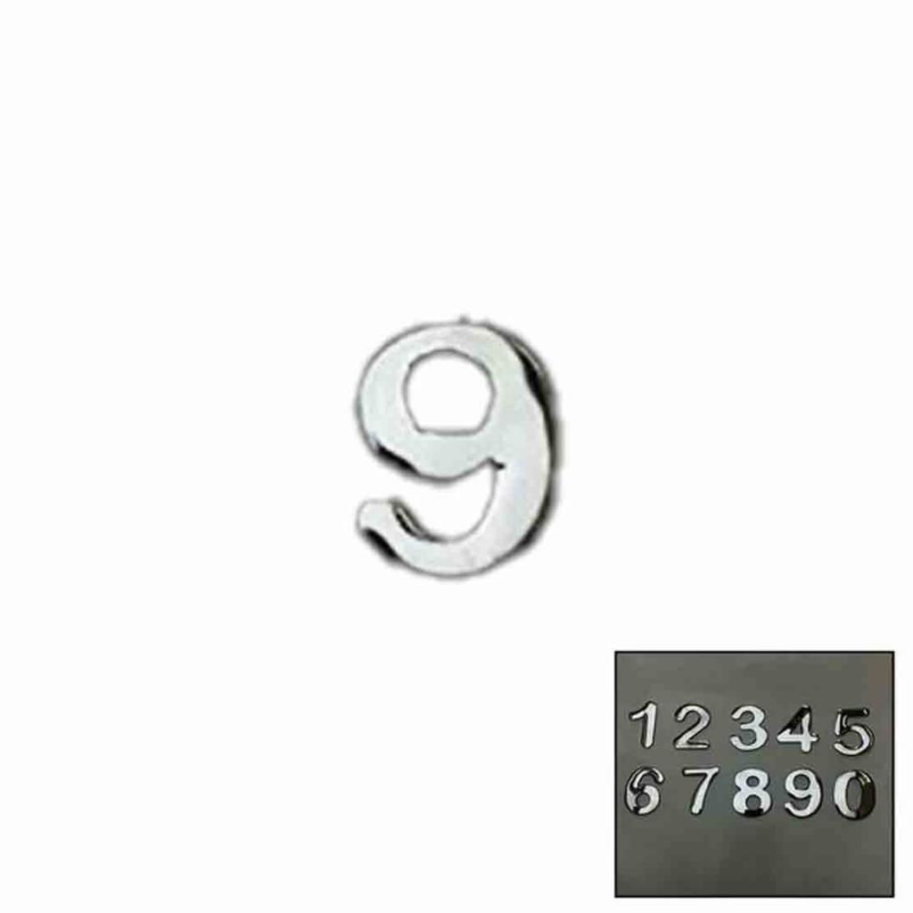 NO-9 Yapışkanlı Kapı Numarası Krom