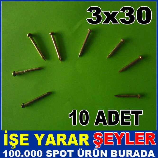 ON ADET 3x30 SARI KANALLI KALIN BETON ÇİVİSİ