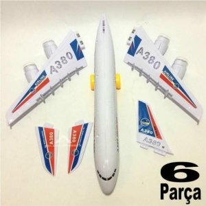 Aırbus A380 Işıklı Ve Müzikli Büyük Boy 6 Parçaya Ayrılabilen Uça