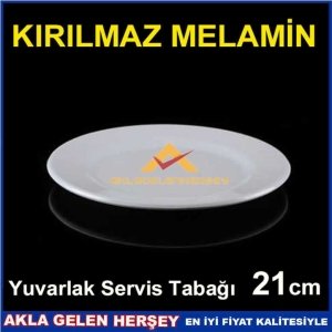 KESİNLİKLE KIRILMAYAN MELAMİN TABAK YUVARLAK SERVİS TABAĞI 21cm