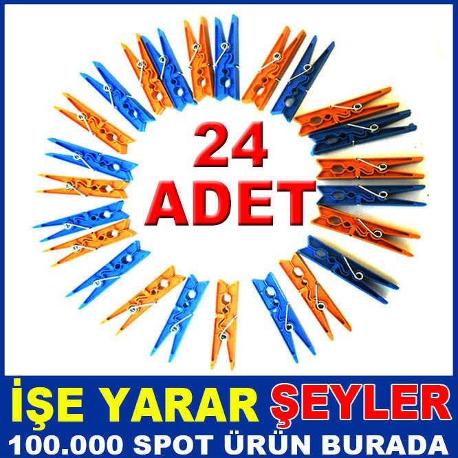 24 ADET ÇİFT RENK ELBİSE ve  ÇAMAŞIR MANDALI