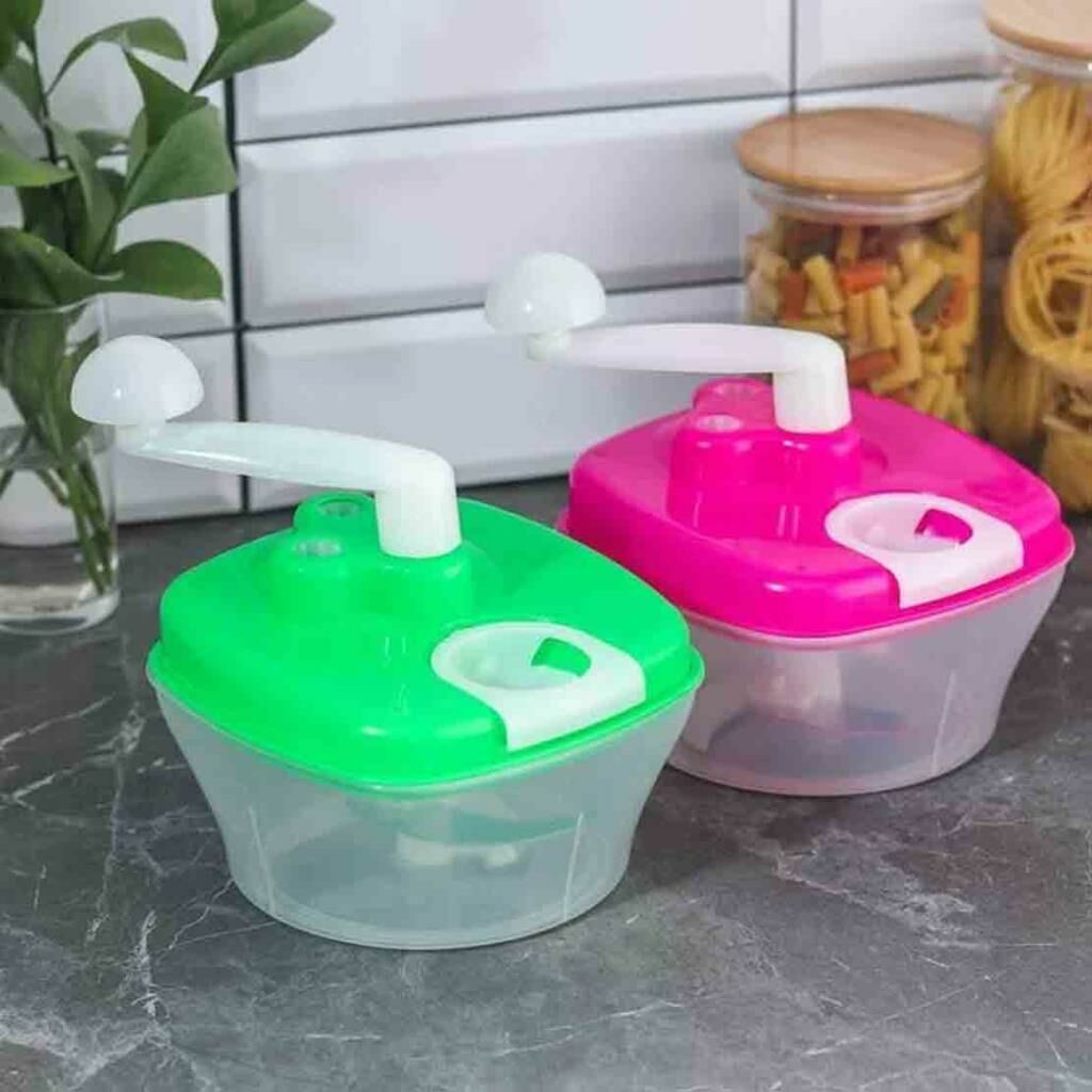 3 Bıçaklı Ve 3 Hız Kademeli, Yumurta Akı Ayırıcısı Olan Pratik Çevirmeli El Rondosu Sebze Doğrayıcı