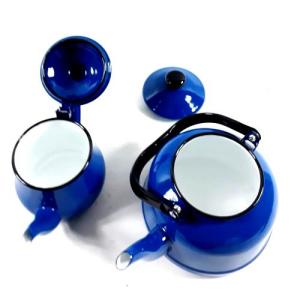 Emaye Çaydanlık Seti Kaliteli nostaljik Mavi 2 li Çaydanlık set