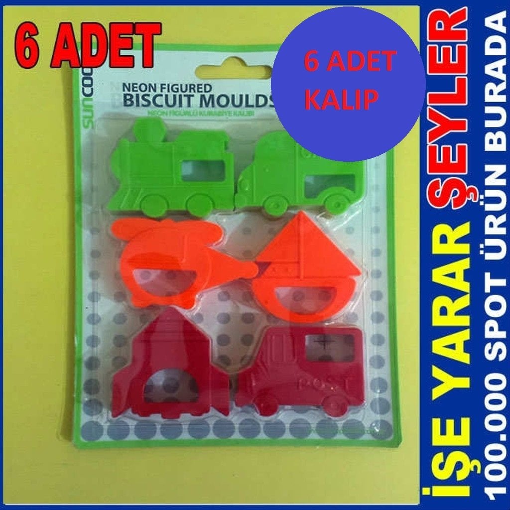6 ADET NEON FİGÜRLÜ KEK ve KURABİYE KALIBI