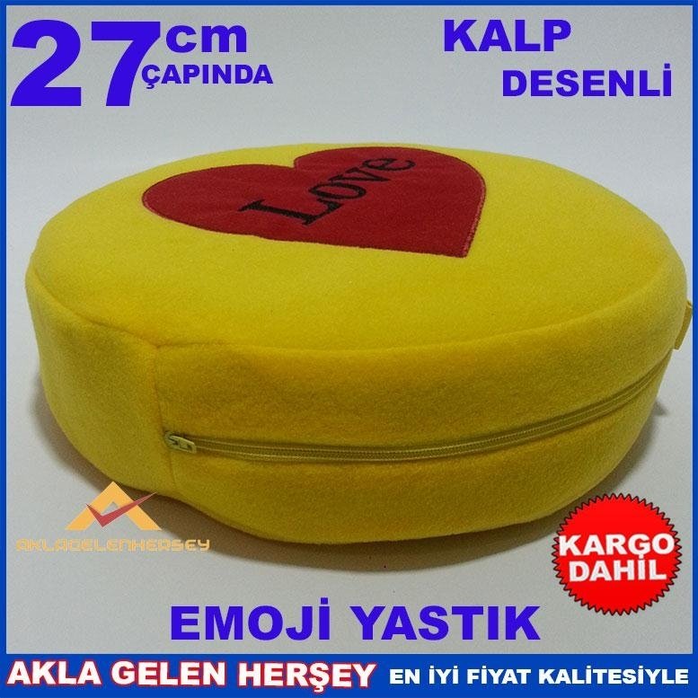 KIRMIZI LOVE YAZILI SİYAH DEKORATİF EMOJİ YASTIK