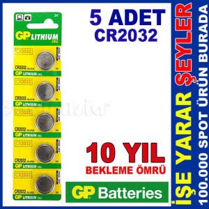 5adet UZUN ÖMÜRLÜ GP CR2032 LİTHİUM 3V DÜĞME PİL