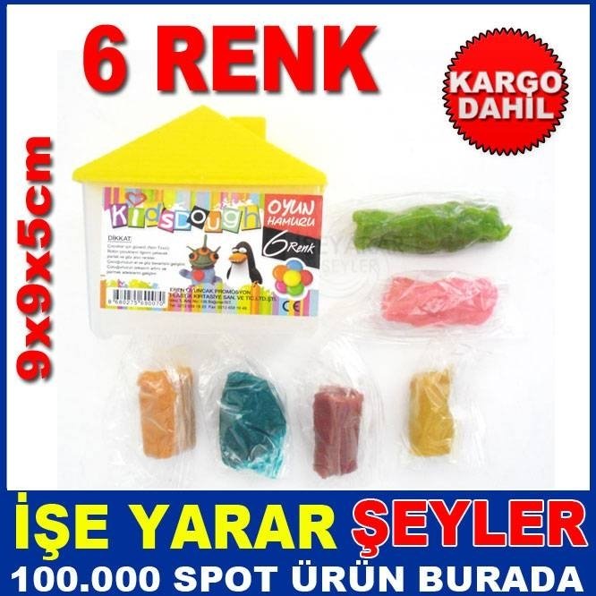 6 FARKLI RENKLİ KOVALI YAPIŞMAZ OYUN HAMURU KD