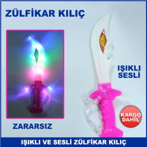 Işıklı ve Sesli Zülfikar Modeli Kılıç Zararsız 58 cm Uzunluğunda - Savaş Oyuncakları