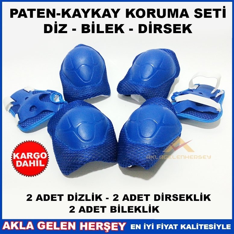 PATEN-KAYKAY DİZ BİLEK DİRSEK KORUMA SETİ MAVİ