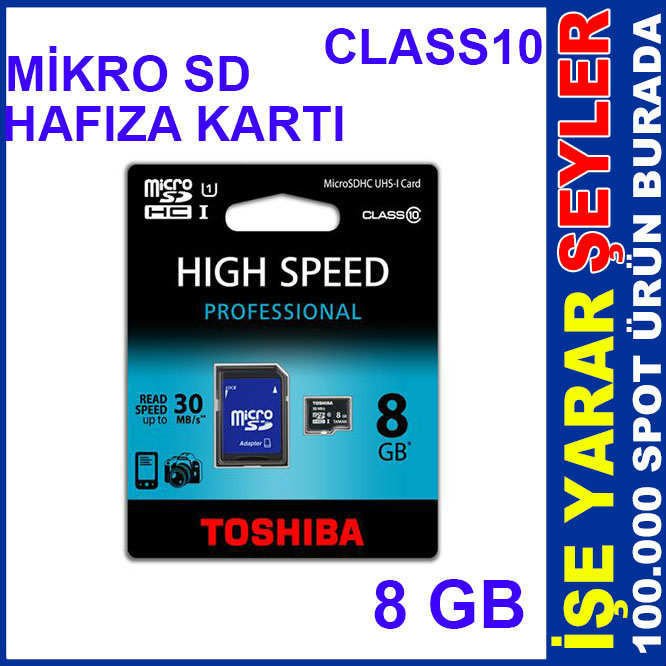 TOSHIBA MİKRO SD CLASS10 8 GB HAFIZA KARTI