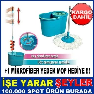 FAZLADAN 1 PÜSKÜL HEDİYE ile 360° SÜPER DÖNERLİ MOP TEMİZLİK SETİ