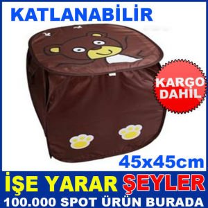 MİNİK AYI DESENLİ KATLANABİLİR OYUNCAK SEPETİ KD