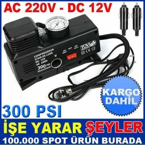 220 Volt Ve 12 Volt Oto Elektriği İle Çalışan Hava Kompresörü 300