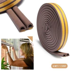 Beyaz Renk 6 Metre Kapı Pencere İzolasyon Bandı Kapı Altı Rüzgar Önleyici Kapı Pencere Fitili Süngeri