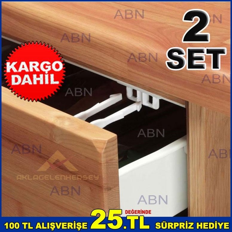 ÇOCUKLARIN AÇMASINI ÖNLEYİCİ MANDALLI KOMİDİN ÇEKMECE KİLİDİ
