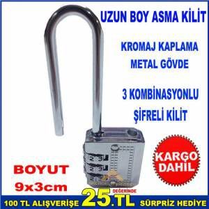 Şifreli Kilit 3 Kombinasyonlu Metal Gövdeli Şifreli Uzun Boy Sağlam