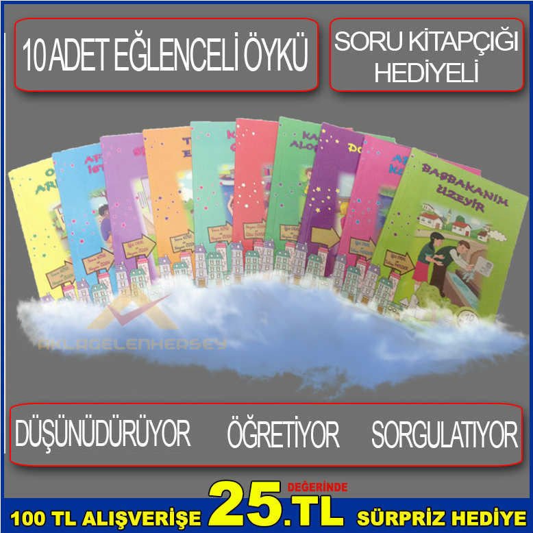 ÖYKÜ SELİ DÜŞÜNDÜRÜCÜ,EĞLENDİRİCİ,ÖĞRETİCİ SORU KİTAPÇIĞI HEDİYELİ 10 ADET ÖYKÜ KİTABI