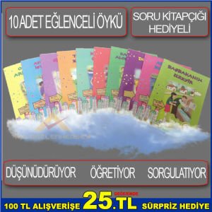 ÖYKÜ SELİ DÜŞÜNDÜRÜCÜ,EĞLENDİRİCİ,ÖĞRETİCİ SORU KİTAPÇIĞI HEDİYELİ 10 ADET ÖYKÜ KİTABI