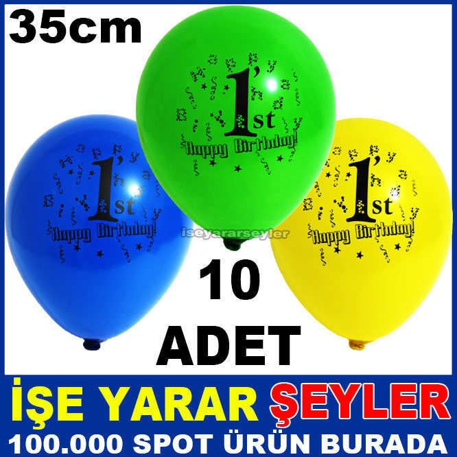 HAPPY BİRTHDAY BASKILI RENGARENK 10 ADET BALON