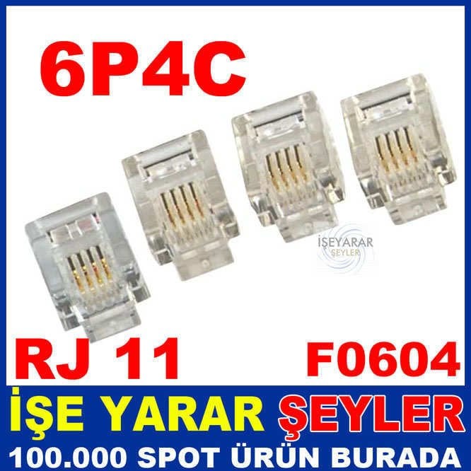 TELEFON JACK JAK RJ 11 TEL KABLO UCU 10 ADET