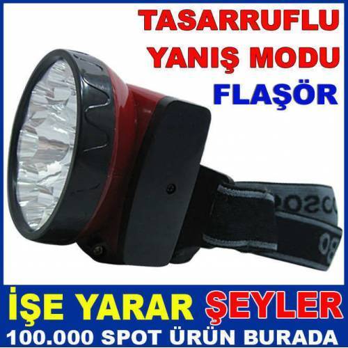 9 Led'li Çok Fonksiyonlu Şarjlı Kafa Feneri