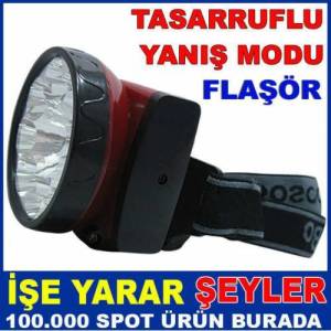 9 Led'li Çok Fonksiyonlu Şarjlı Kafa Feneri