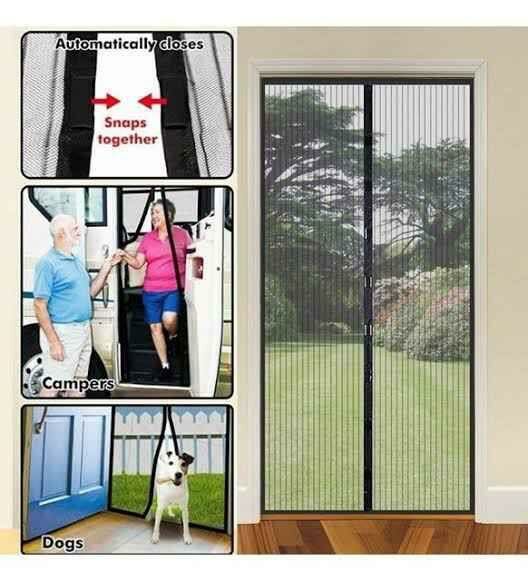 Siyah Mıknatıslı Kapı Sinekliği 205x105 TekParça Ortadan girişli