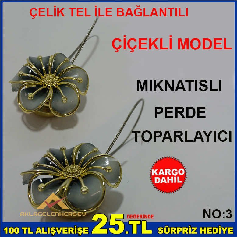 ÇİÇEK MODEL MIKNATISLI PERDE TOPARLAYICI