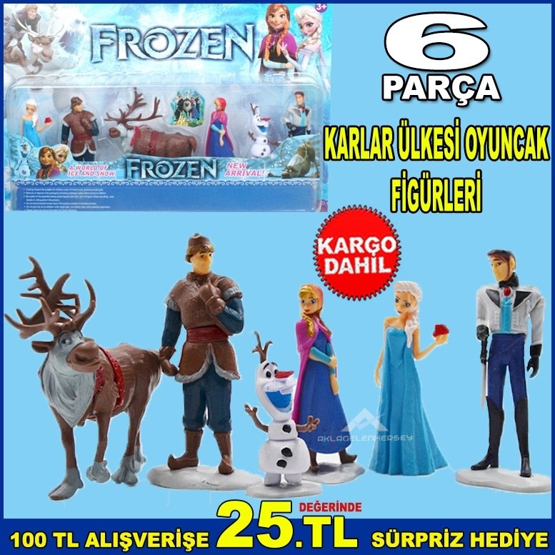 Frozen Karlar Ülkesi Kahramanlarından Oluşan 6p Oyuncak Figürler
