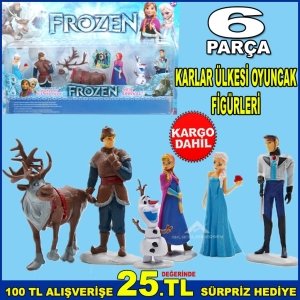 Frozen Karlar Ülkesi Kahramanlarından Oluşan 6p Oyuncak Figürler