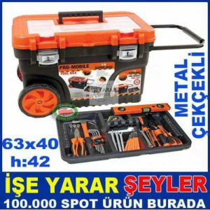METAL KİLİTLİ TEKERLEKLİ PROMOBİL METAL ÇEKÇEKLİ TAM PROFESYONEL EN BÜYÜK BOY SAĞLAM TAKIM ÇANTASI-1