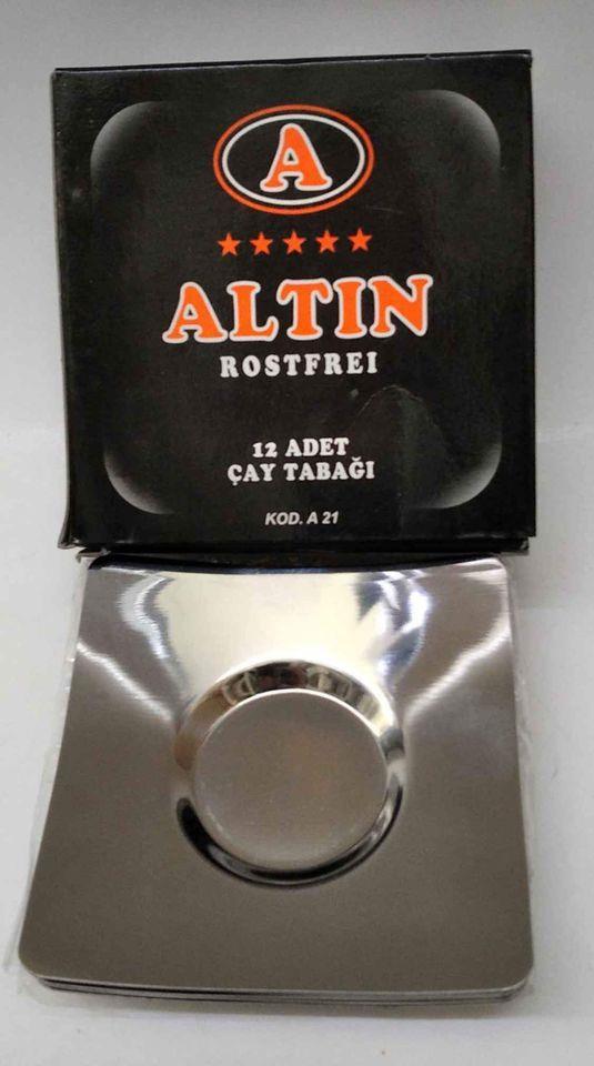 Altın Rostfrei 12 Adet Çelik Çay Tabağı