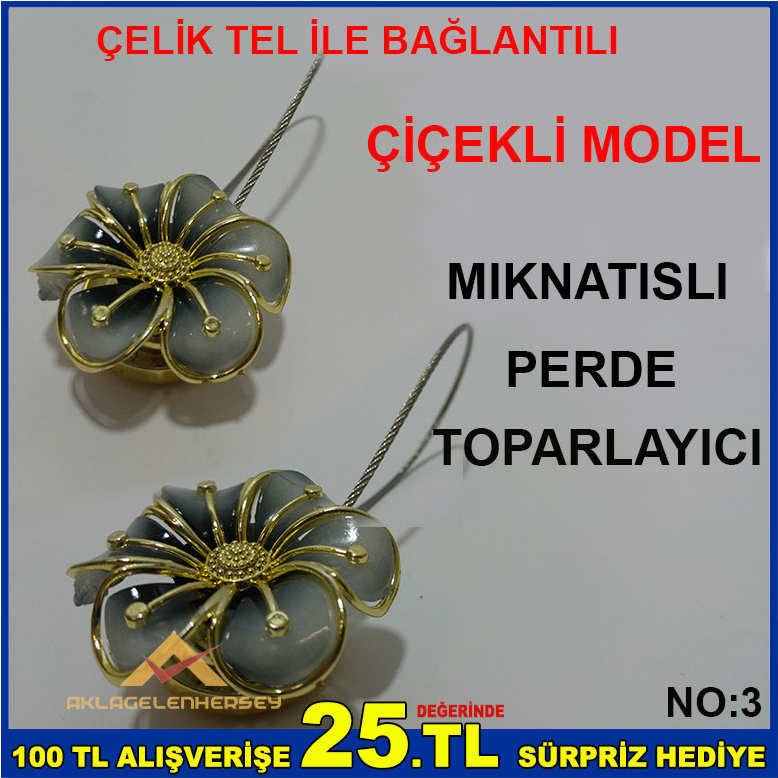 ÇİÇEK MODEL MIKNATISLI PERDE TOPARLAYICI
