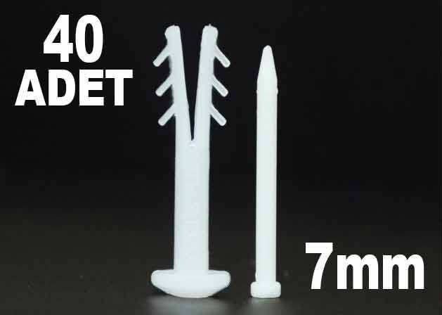40adet 7mm PLASTİK ÇİVİLİ KORNİŞ ve KANAL DÜBELİ