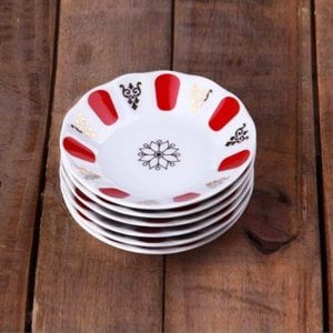 6 Adet Klasik Kahveci Tipi Porselen Çay Tabağı - 1. Kalite Porselen Çay Bardak Tabağı