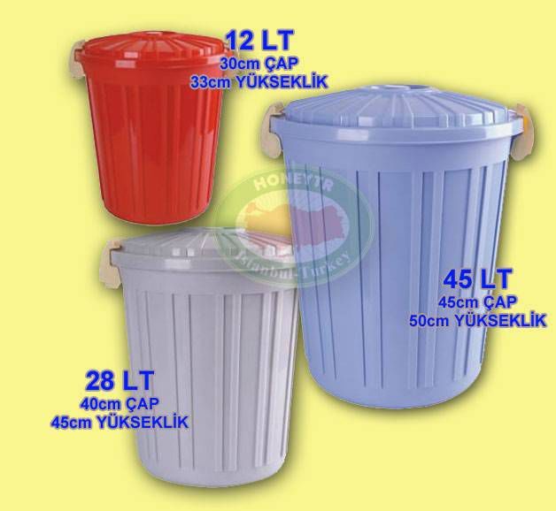 KAPAKLI 28 LT YUVARLAK SAĞLAM ÇÖP KOVASI Ø40-h45